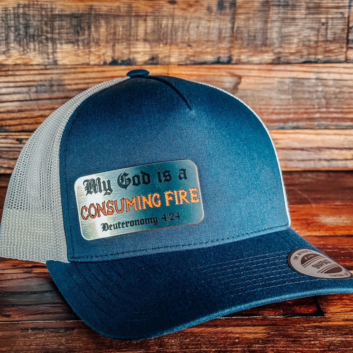 Hat - Consuming Fire - Acrylic Patch Hat - The Reformed Sage - reformed - reformed_gifts - christian_gifts