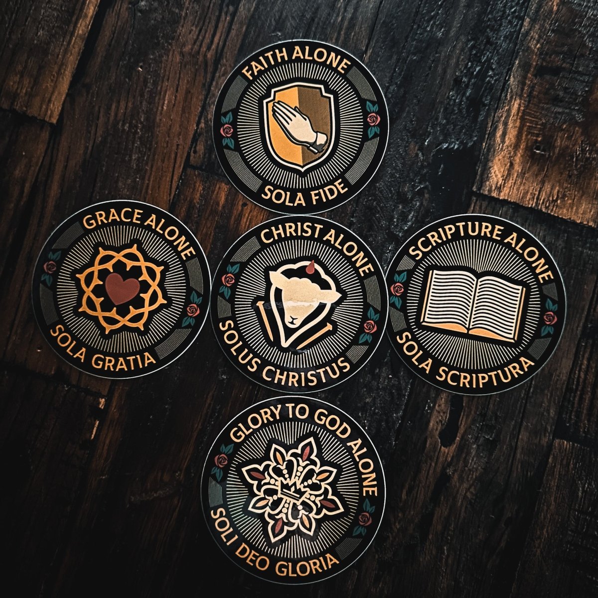 Decal - Five Sola Seal Set - Decal - The Reformed Sage - reformed - reformed_gifts - christian_gifts