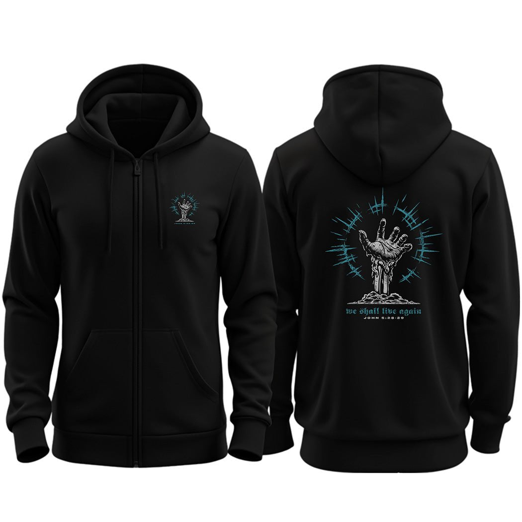 Zip up hoodie - Live Again - Zip Hoodie - The Reformed Sage - reformed - reformed_gifts - christian_gifts