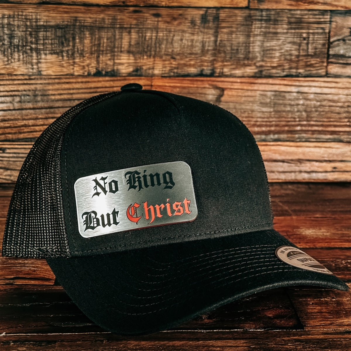 Hat - No King But Christ - Acrylic Patch Hat - The Reformed Sage - reformed - reformed_gifts - christian_gifts