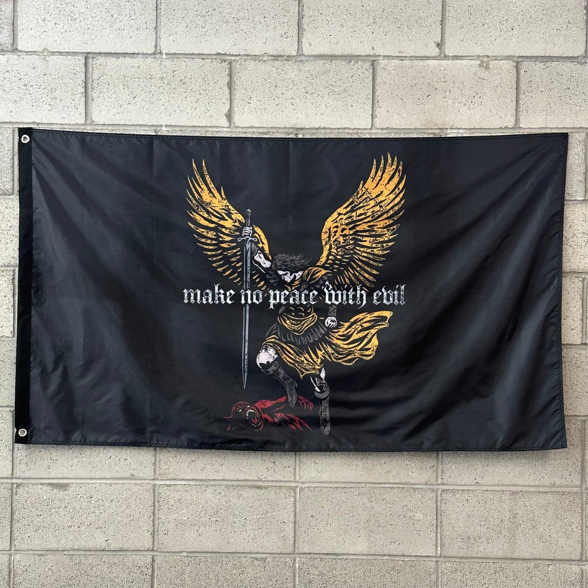 3X5FLAG - No Peace With Evil - Flag - The Reformed Sage - reformed - reformed_gifts - christian_gifts