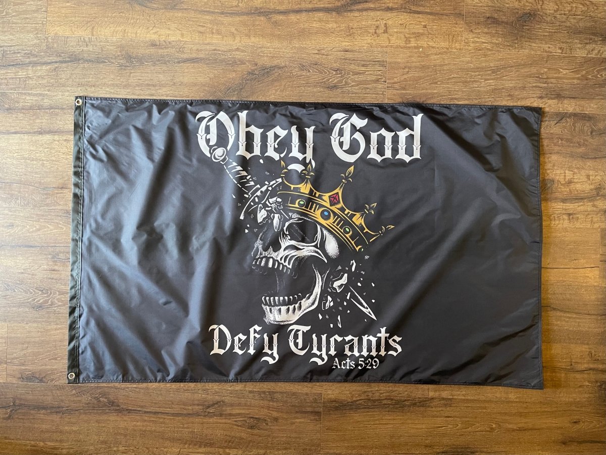 3X5FLAG - Defy Tyrants - Flag - The Reformed Sage - #reformed# - #reformed_gifts# - #christian_gifts#