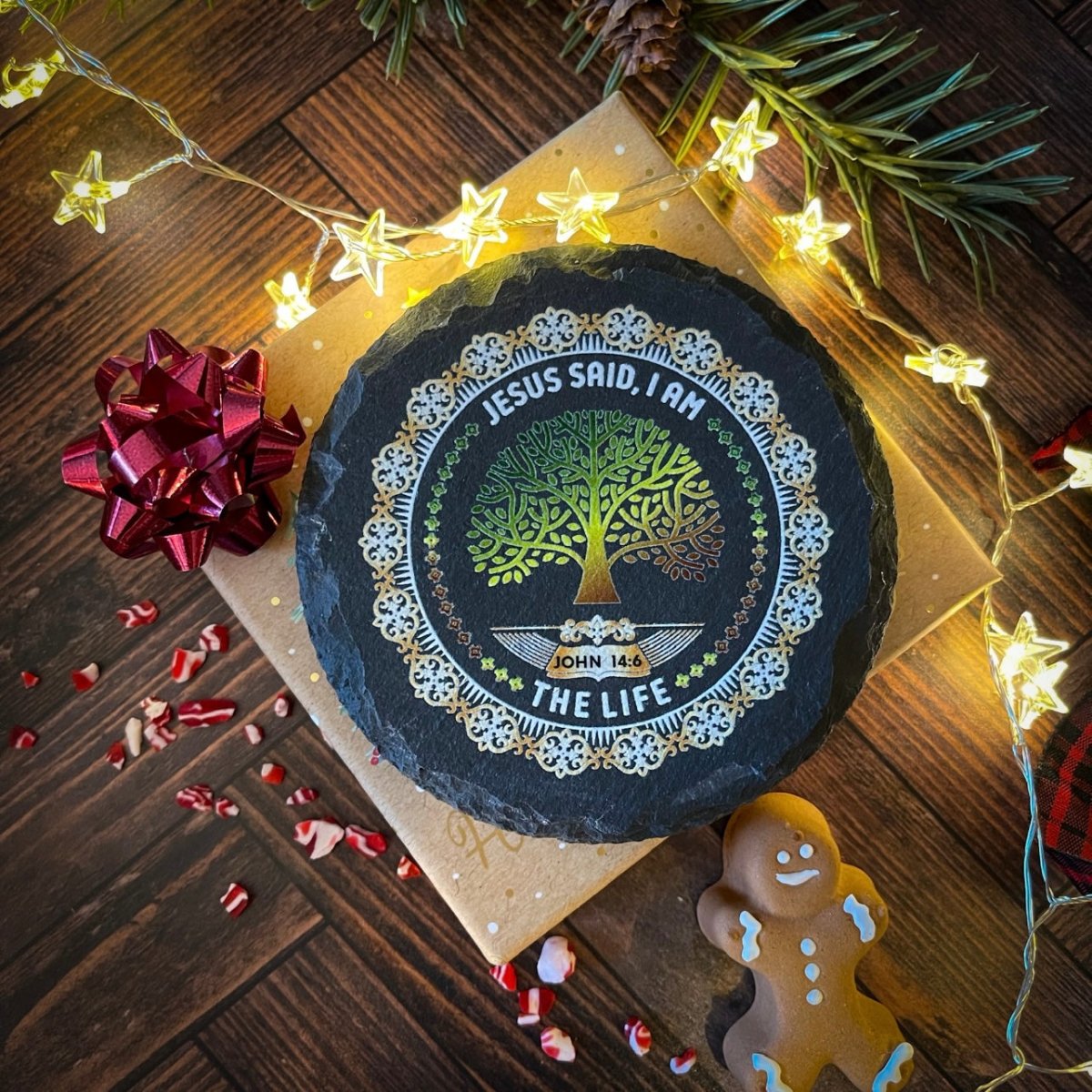 Slate Coaster - I AM Series - UV Slate Coaster - The Reformed Sage - #reformed# - #reformed_gifts# - #christian_gifts#