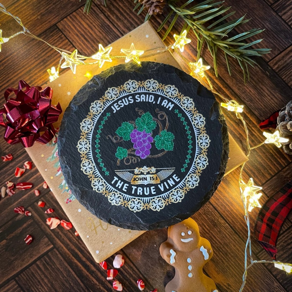 Slate Coaster - I AM Series - UV Slate Coaster - The Reformed Sage - #reformed# - #reformed_gifts# - #christian_gifts#