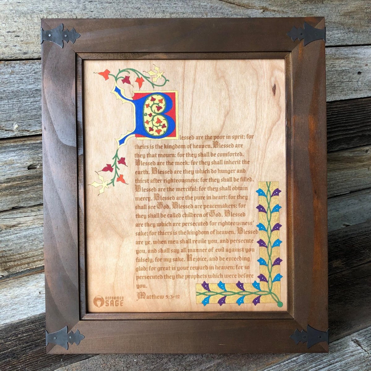 Illuminated Manuscript - Matthew 5 - Illuminated Manuscript - The Reformed Sage - #reformed# - #reformed_gifts# - #christian_gifts#