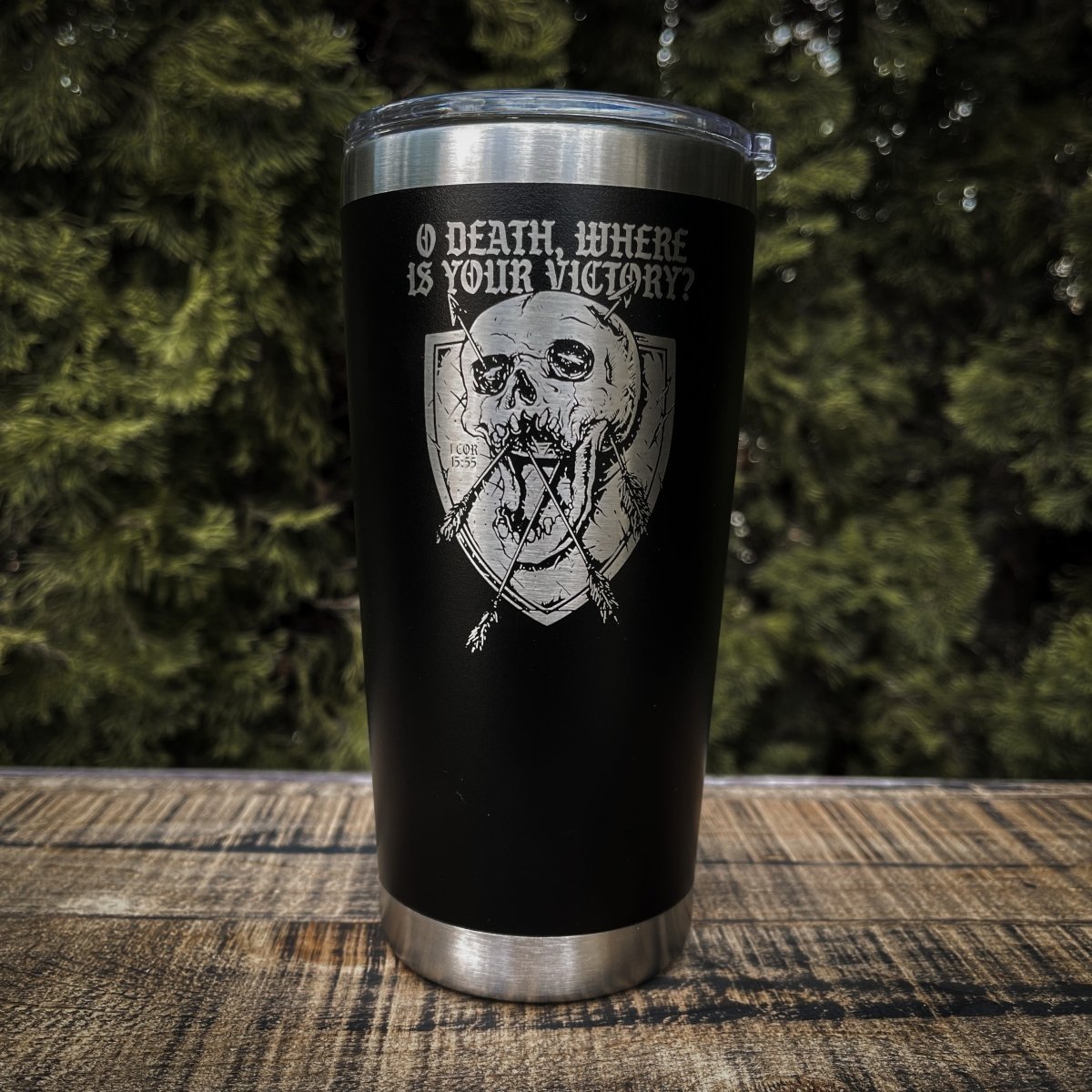 20oz tumbler - O DEATH - 20oz - The Reformed Sage - #reformed# - #reformed_gifts# - #christian_gifts#