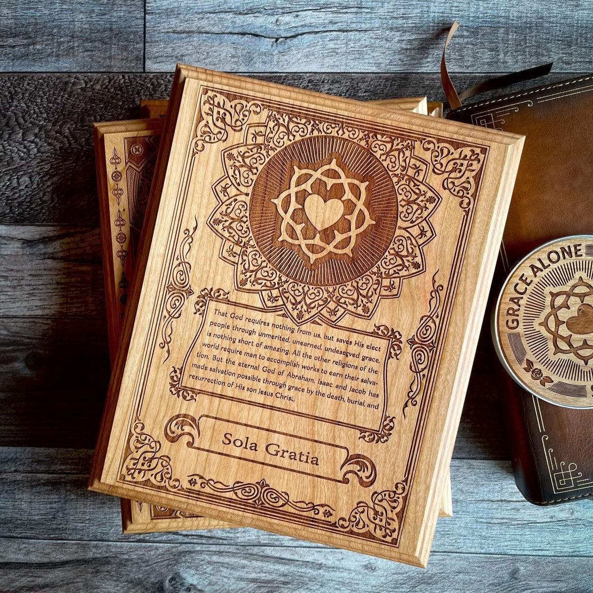 Engravedwood - Sola Gratia - Engraved Wood Art - The Reformed Sage - #reformed# - #reformed_gifts# - #christian_gifts#