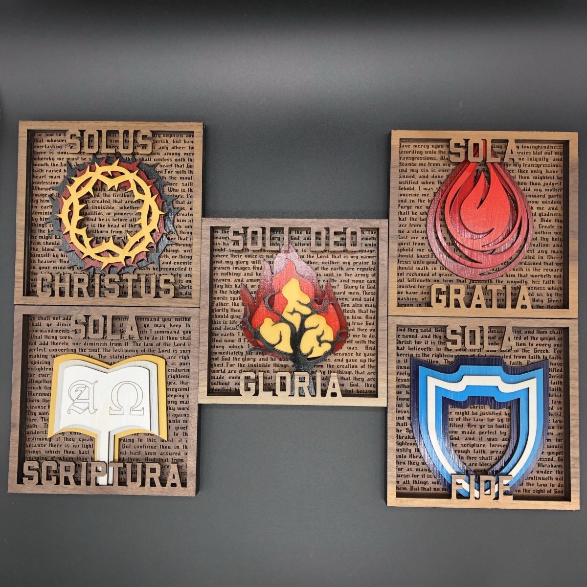 Layered Art - The Five Sola Set - The Reformed Sage - reformed - reformed_gifts - christian_gifts