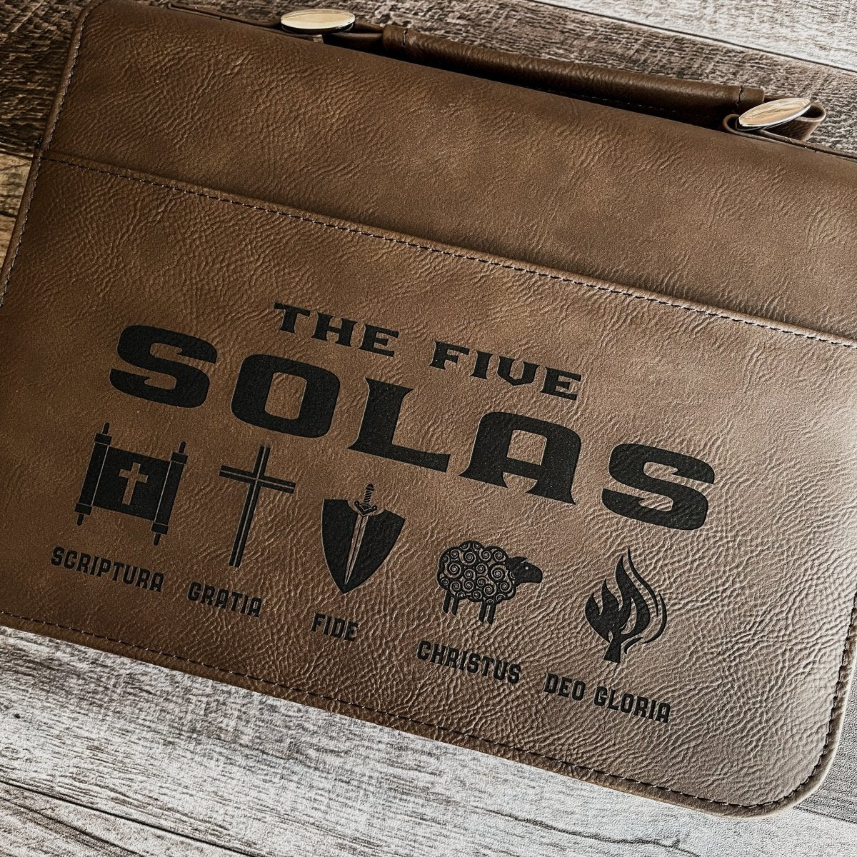 Bible Cover - The Five Solas v2 - Bible Cover - The Reformed Sage - #reformed# - #reformed_gifts# - #christian_gifts#
