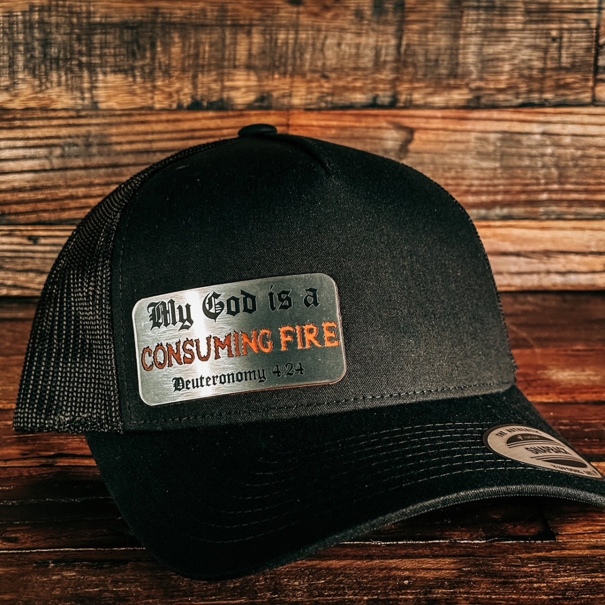 Hat - Consuming Fire - Acrylic Patch Hat - The Reformed Sage - reformed - reformed_gifts - christian_gifts