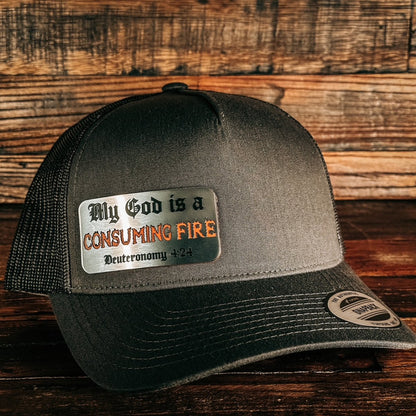 Hat - Consuming Fire - Acrylic Patch Hat - The Reformed Sage - reformed - reformed_gifts - christian_gifts