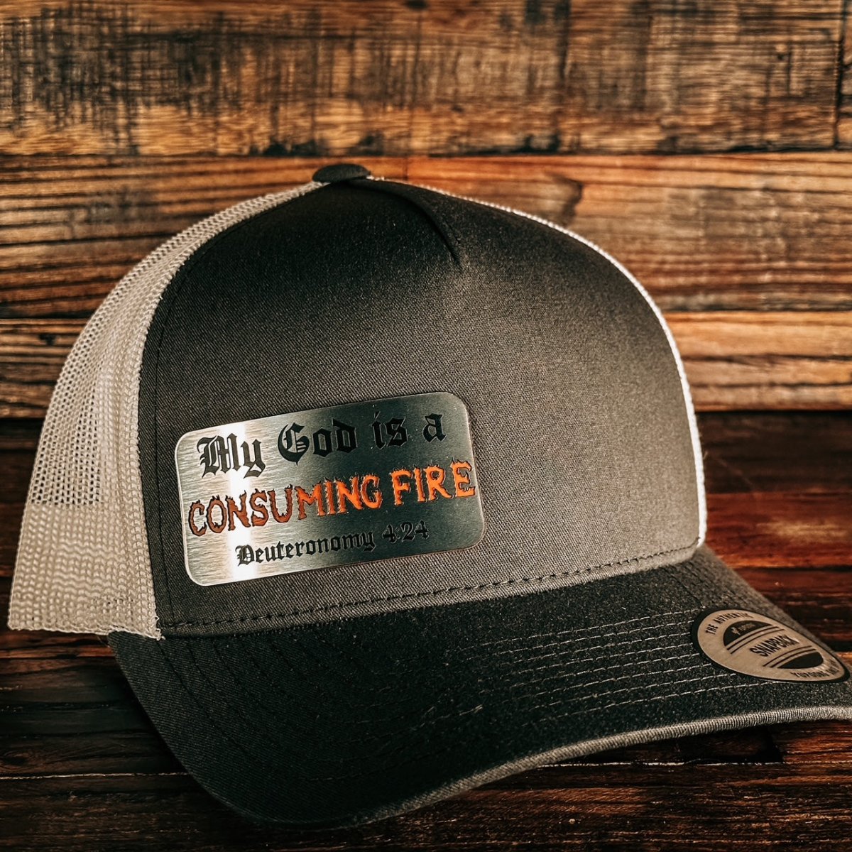 Hat - Consuming Fire - Acrylic Patch Hat - The Reformed Sage - reformed - reformed_gifts - christian_gifts