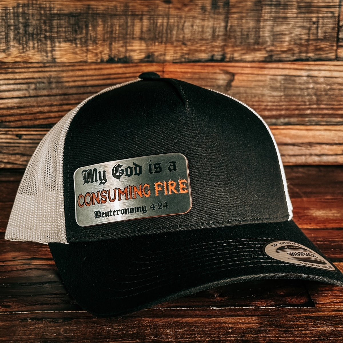 Hat - Consuming Fire - Acrylic Patch Hat - The Reformed Sage - reformed - reformed_gifts - christian_gifts