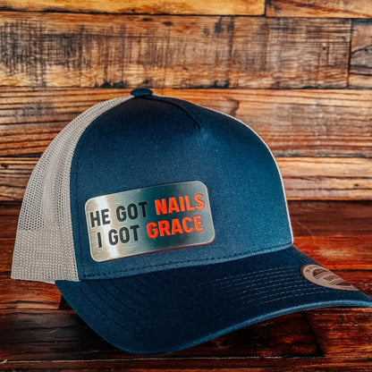 Hat - He Got Nails - Acrylic Patch Hat - The Reformed Sage - reformed - reformed_gifts - christian_gifts