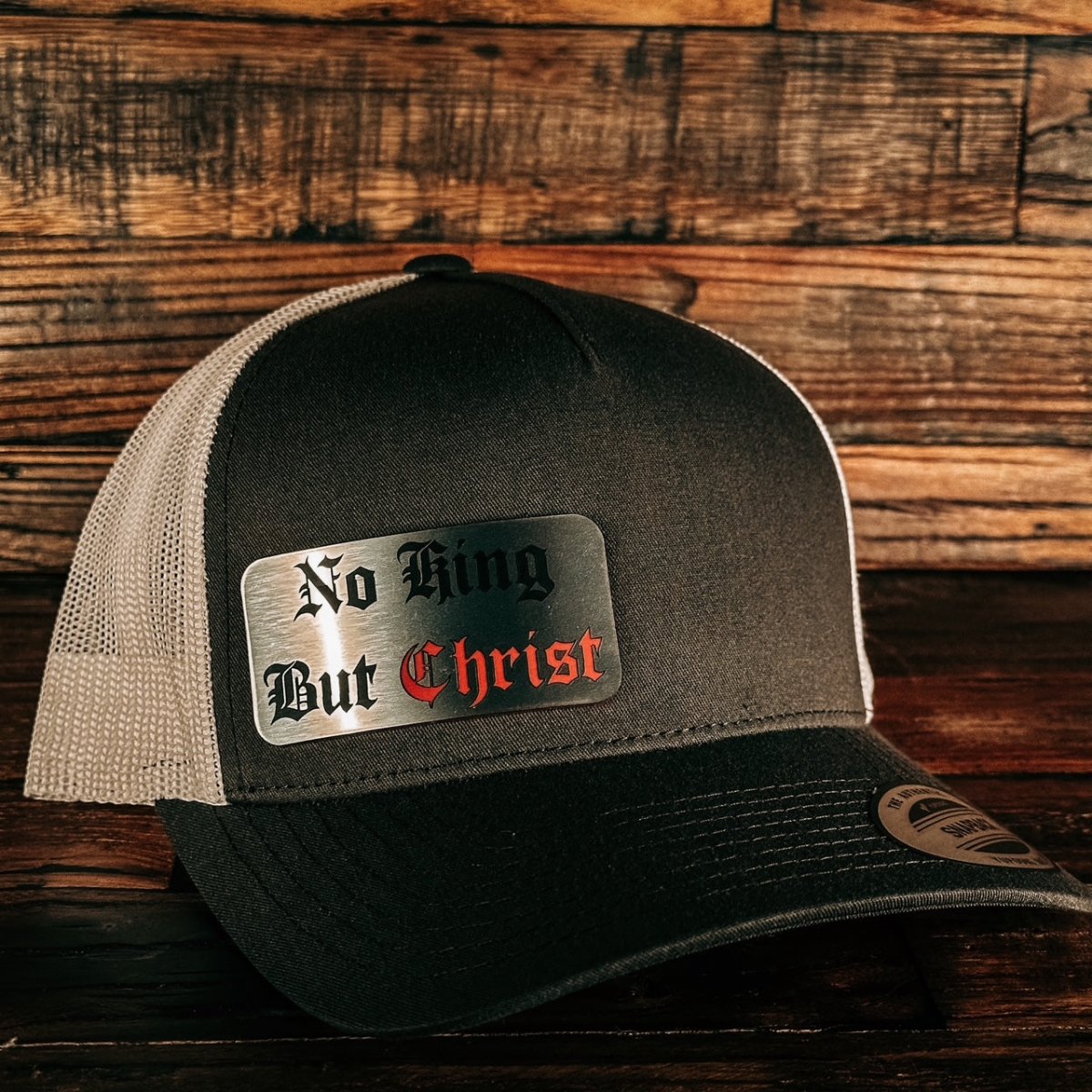 Hat - No King But Christ - Acrylic Patch Hat - The Reformed Sage - reformed - reformed_gifts - christian_gifts