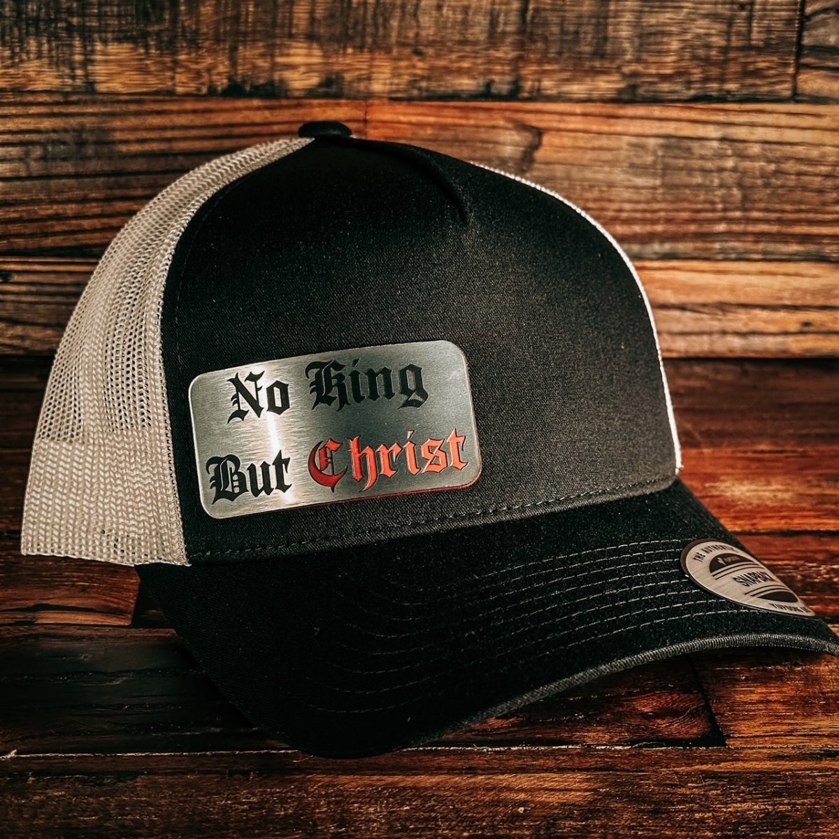 Hat - No King But Christ - Acrylic Patch Hat - The Reformed Sage - reformed - reformed_gifts - christian_gifts