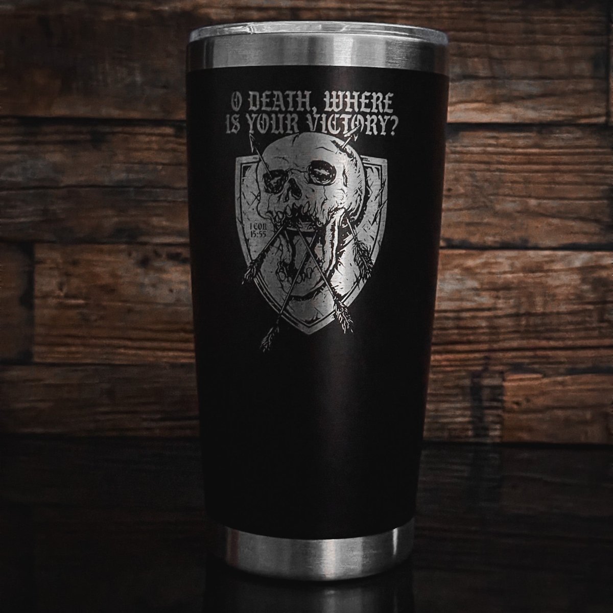 20oz tumbler - O DEATH - 20oz - The Reformed Sage - reformed - reformed_gifts - christian_gifts