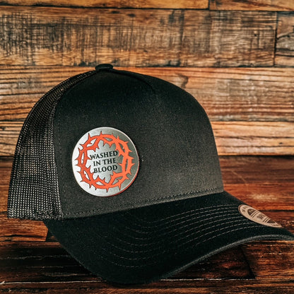 Hat - Washed in the Blood - Acrylic Patch Hat - The Reformed Sage - reformed - reformed_gifts - christian_gifts