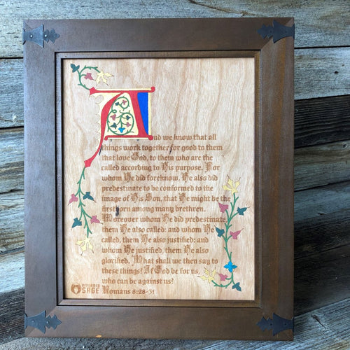 Illuminated Manuscript - Blemished Romans 8 - Illuminated Manuscript - The Reformed Sage - #reformed# - #reformed_gifts# - #christian_gifts#