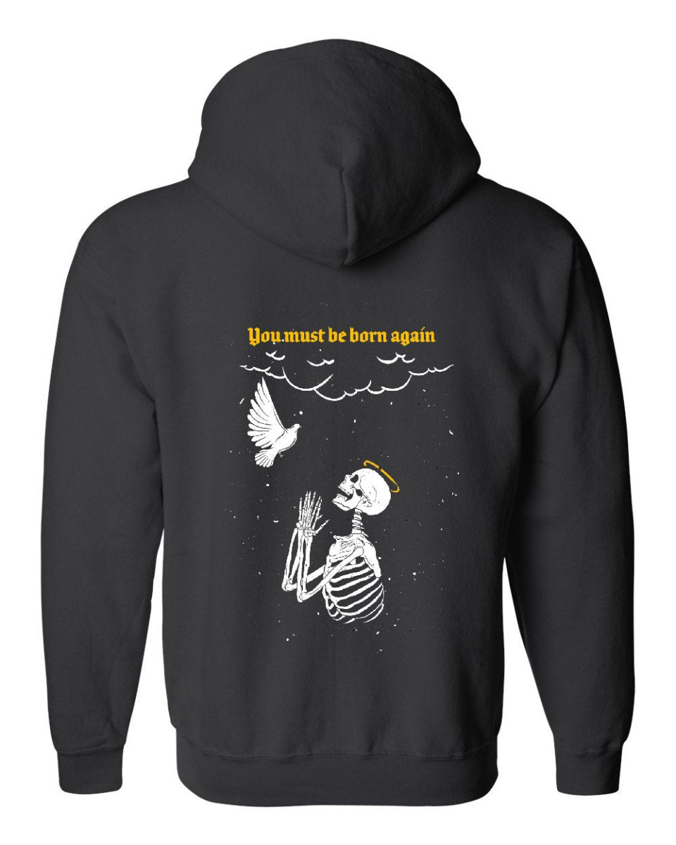 Zip up hoodie - Born Again - Zip Hoodie - The Reformed Sage - #reformed# - #reformed_gifts# - #christian_gifts#