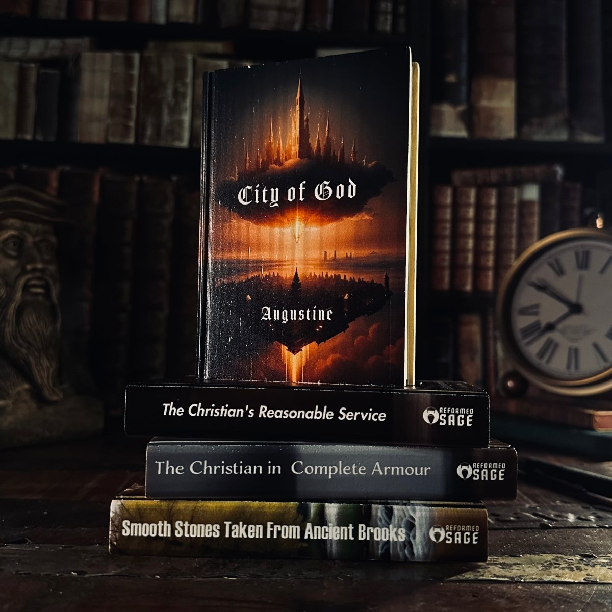 BookCoasterSRS - City of God - Book Coaster - The Reformed Sage - #reformed# - #reformed_gifts# - #christian_gifts#