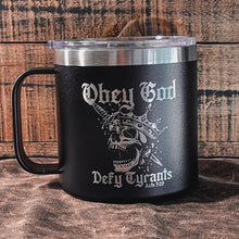 Load image into Gallery viewer, 14oz Tumbler - Defy Tyrants - 14oz - The Reformed Sage - #reformed# - #reformed_gifts# - #christian_gifts#
