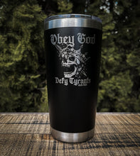 Load image into Gallery viewer, 20oz tumbler - Defy Tyrants - 20oz - The Reformed Sage - #reformed# - #reformed_gifts# - #christian_gifts#
