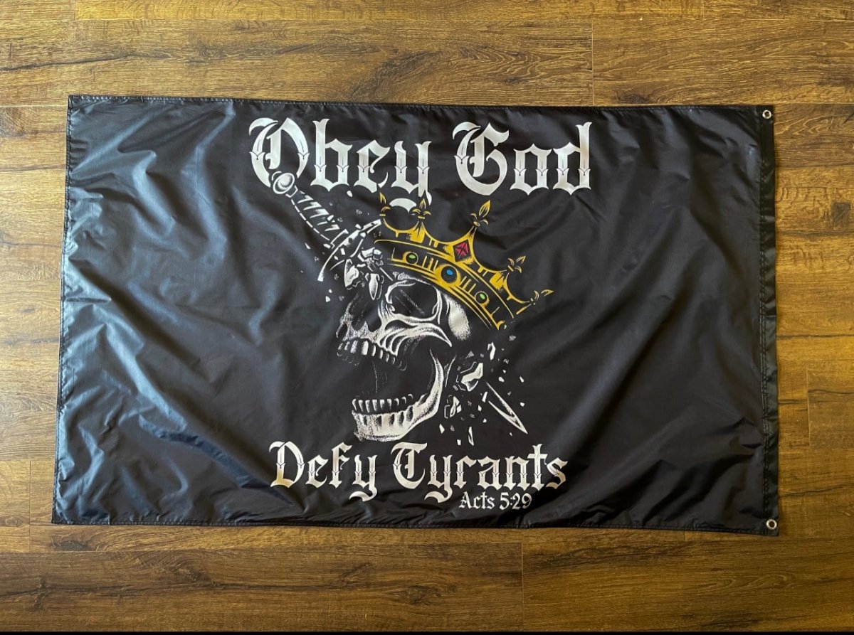3X5FLAG - Defy Tyrants - Flag - The Reformed Sage - #reformed# - #reformed_gifts# - #christian_gifts#