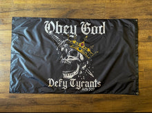 Load image into Gallery viewer, 3X5FLAG - Defy Tyrants - Flag - The Reformed Sage - #reformed# - #reformed_gifts# - #christian_gifts#
