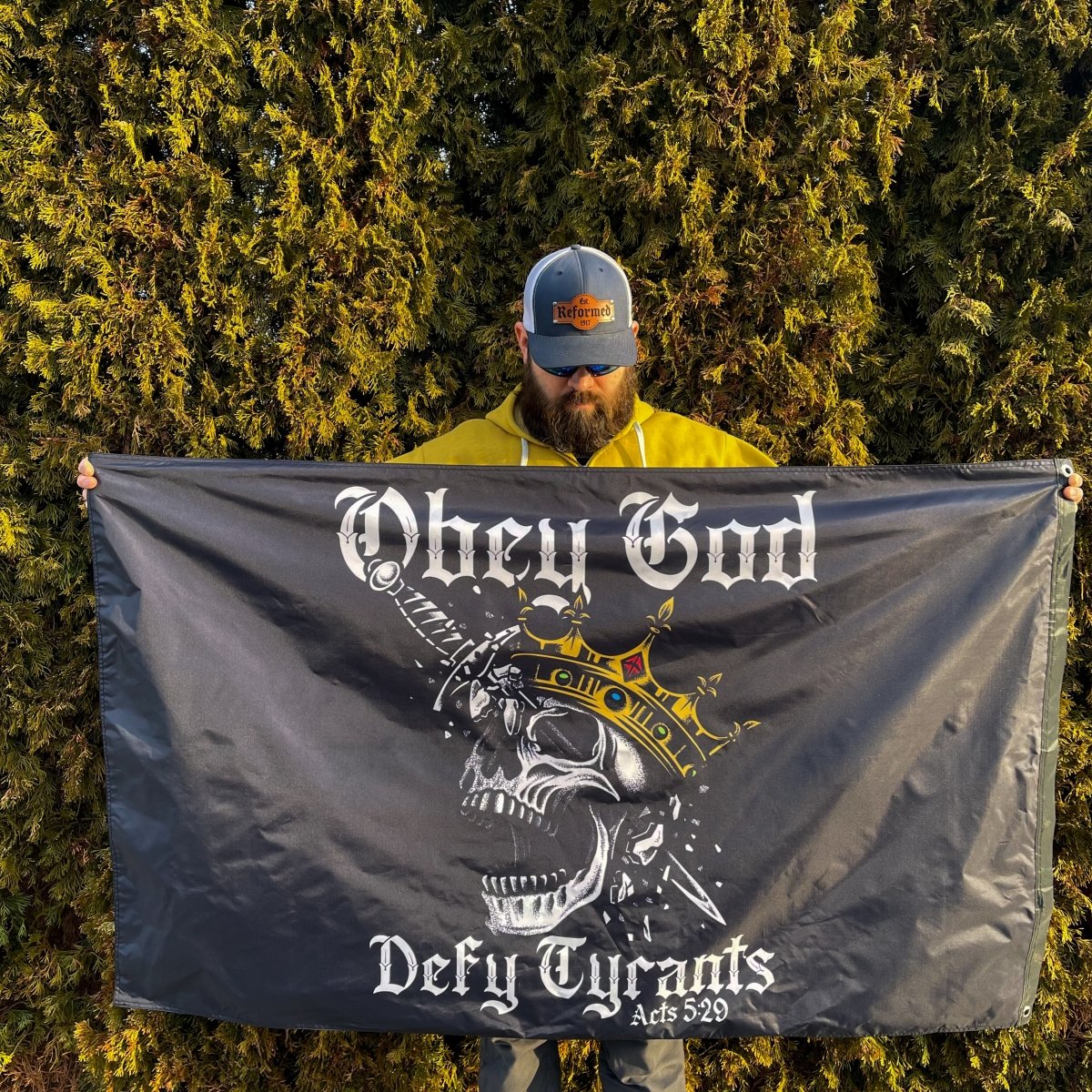 3X5FLAG - Defy Tyrants - Flag - The Reformed Sage - #reformed# - #reformed_gifts# - #christian_gifts#