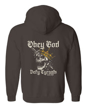 Load image into Gallery viewer, Zip up hoodie - Defy Tyrants - Zip Hoodie - The Reformed Sage - #reformed# - #reformed_gifts# - #christian_gifts#
