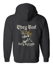 Load image into Gallery viewer, Zip up hoodie - Defy Tyrants - Zip Hoodie - The Reformed Sage - #reformed# - #reformed_gifts# - #christian_gifts#
