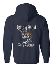 Load image into Gallery viewer, Zip up hoodie - Defy Tyrants - Zip Hoodie - The Reformed Sage - #reformed# - #reformed_gifts# - #christian_gifts#
