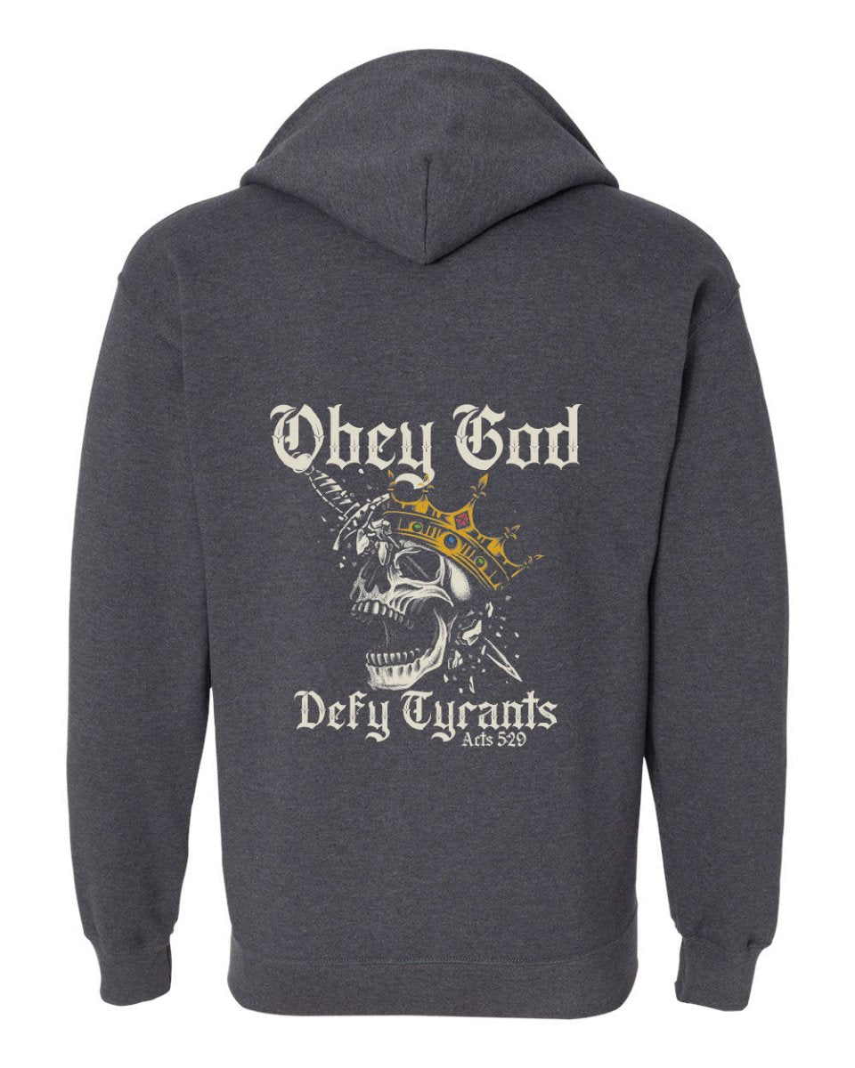 Zip up hoodie - Defy Tyrants - Zip Hoodie - The Reformed Sage - #reformed# - #reformed_gifts# - #christian_gifts#