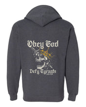 Load image into Gallery viewer, Zip up hoodie - Defy Tyrants - Zip Hoodie - The Reformed Sage - #reformed# - #reformed_gifts# - #christian_gifts#
