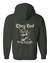 Load image into Gallery viewer, Zip up hoodie - Defy Tyrants - Zip Hoodie - The Reformed Sage - #reformed# - #reformed_gifts# - #christian_gifts#
