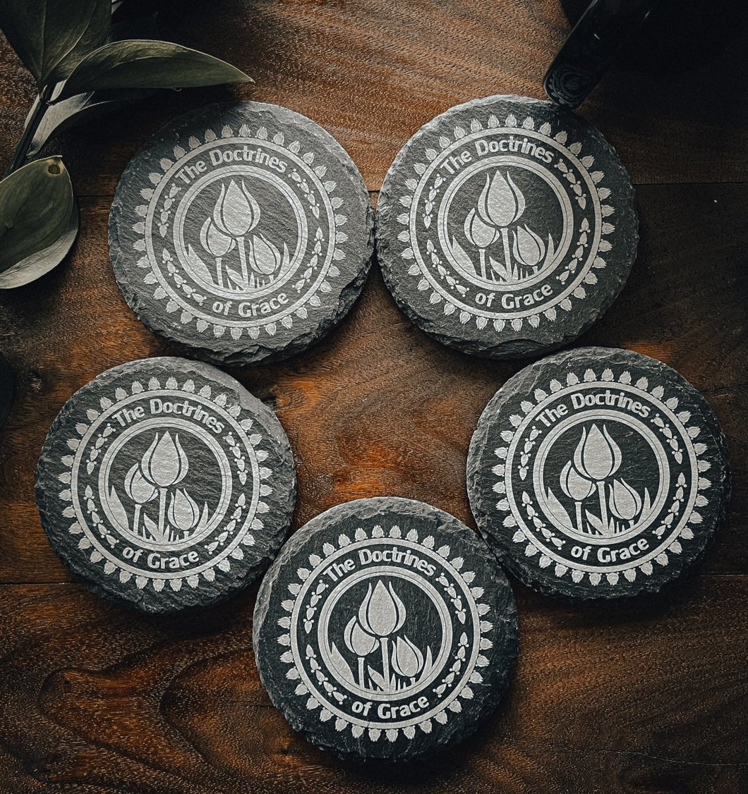 Slate Coaster - Doctrines of Grace - Slate Coaster - The Reformed Sage - #reformed# - #reformed_gifts# - #christian_gifts#