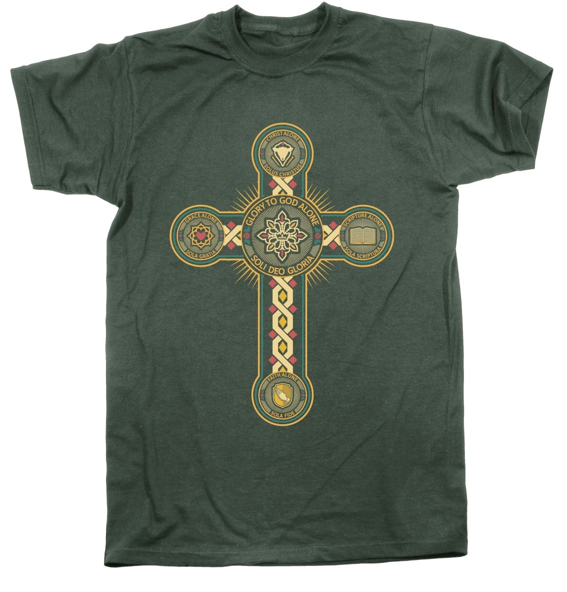 Shirt - Five Sola Cross - Tee - The Reformed Sage - #reformed# - #reformed_gifts# - #christian_gifts#