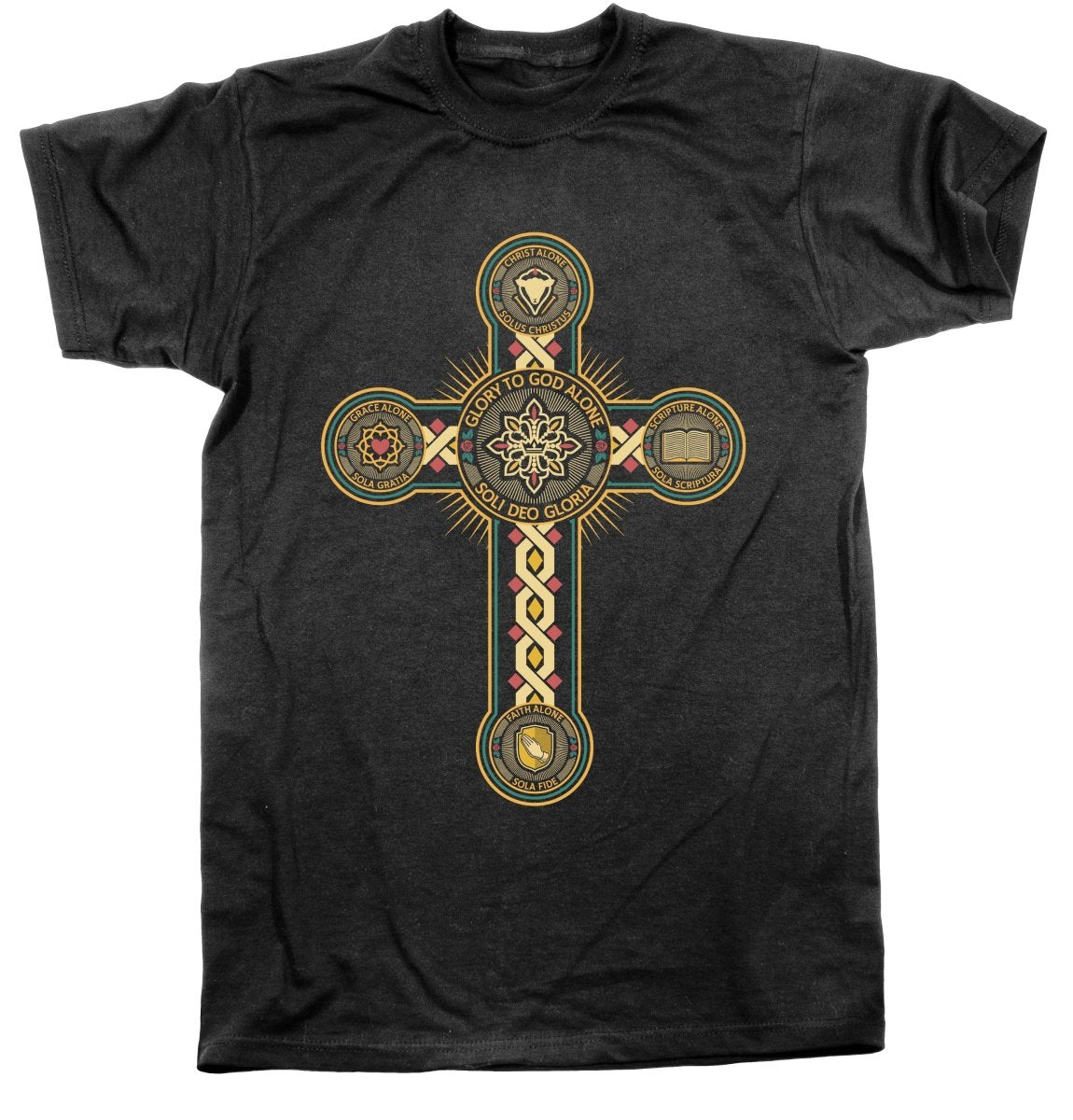 Shirt - Five Sola Cross - Tee - The Reformed Sage - #reformed# - #reformed_gifts# - #christian_gifts#