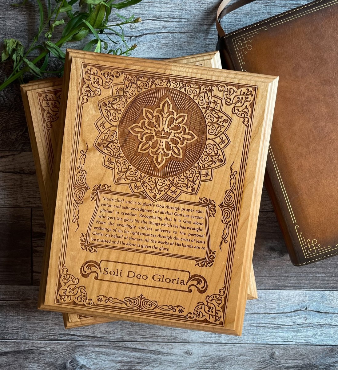 Engravedwood - Five Sola Seal Set - Engraved Wood Art - The Reformed Sage - #reformed# - #reformed_gifts# - #christian_gifts#