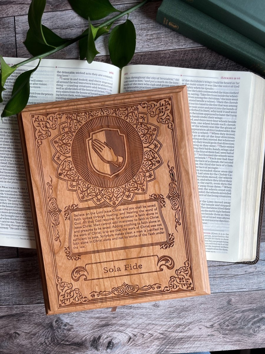 Engravedwood - Five Sola Seal Set - Engraved Wood Art - The Reformed Sage - #reformed# - #reformed_gifts# - #christian_gifts#