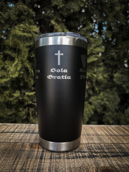 20oz tumbler - Five Sola Wrap - 20oz - The Reformed Sage - #reformed# - #reformed_gifts# - #christian_gifts#