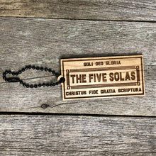 Load image into Gallery viewer, Keyring - Five Solas - Keychain - The Reformed Sage - #reformed# - #reformed_gifts# - #christian_gifts#
