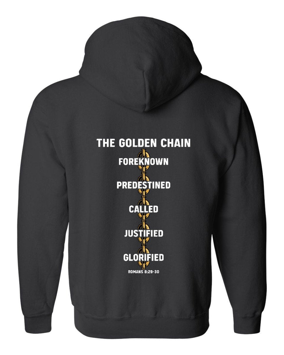 Zip up hoodie - Golden Chain - Zip Hoodie - The Reformed Sage - #reformed# - #reformed_gifts# - #christian_gifts#