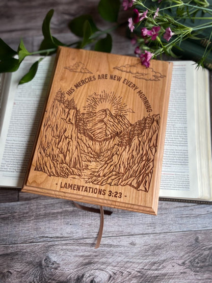 Engravedwood - His Mercies Are New - Engraved Wood Art - The Reformed Sage - #reformed# - #reformed_gifts# - #christian_gifts#