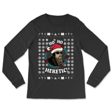 Load image into Gallery viewer, Reformed Ugly Christmas Shirts - Ho Ho Heretic | John Calvin - Ugly Christmas Long-sleeve Shirt - The Reformed Sage - #reformed# - #reformed_gifts# - #christian_gifts#
