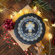 Load image into Gallery viewer, Slate Coaster - I AM Series - UV Slate Coaster - The Reformed Sage - #reformed# - #reformed_gifts# - #christian_gifts#
