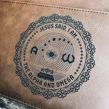 Load image into Gallery viewer, Bible Cover - I AM: The Alpha and The Omega - Bible Cover - The Reformed Sage - #reformed# - #reformed_gifts# - #christian_gifts#
