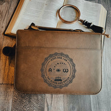 Load image into Gallery viewer, Bible Cover - I AM: The Alpha and The Omega - Bible Cover - The Reformed Sage - #reformed# - #reformed_gifts# - #christian_gifts#
