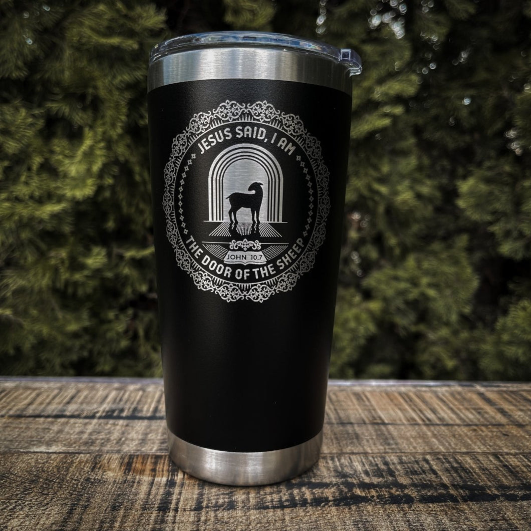 20oz tumbler - I AM: The Door of the Sheep - 20oz - The Reformed Sage - #reformed# - #reformed_gifts# - #christian_gifts#